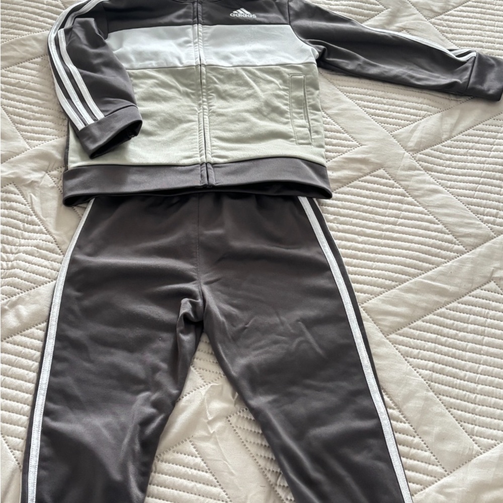 Adidas Two-Tone Gray and White Tracksuit